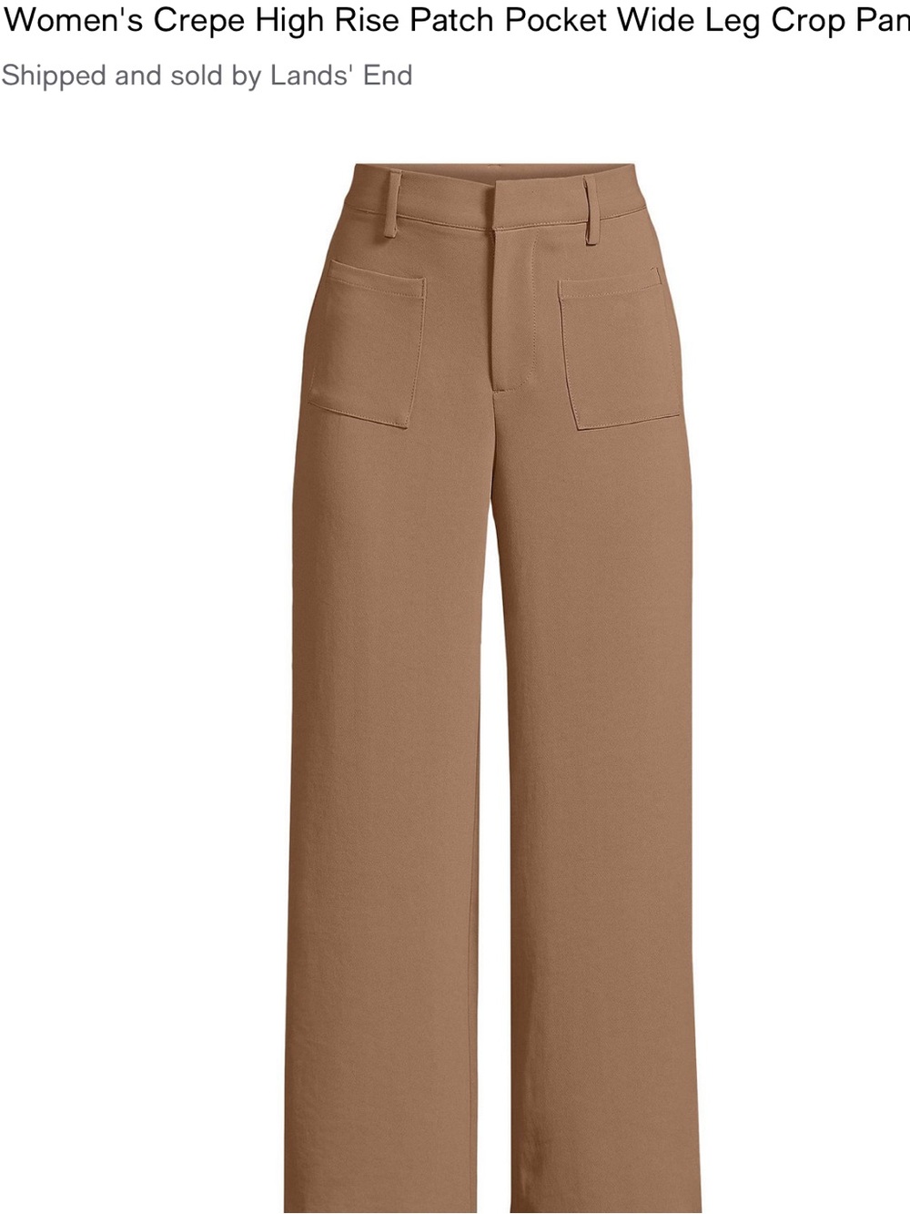 Lands' End Women's Wide Leg Crop Pants — Tan Brown